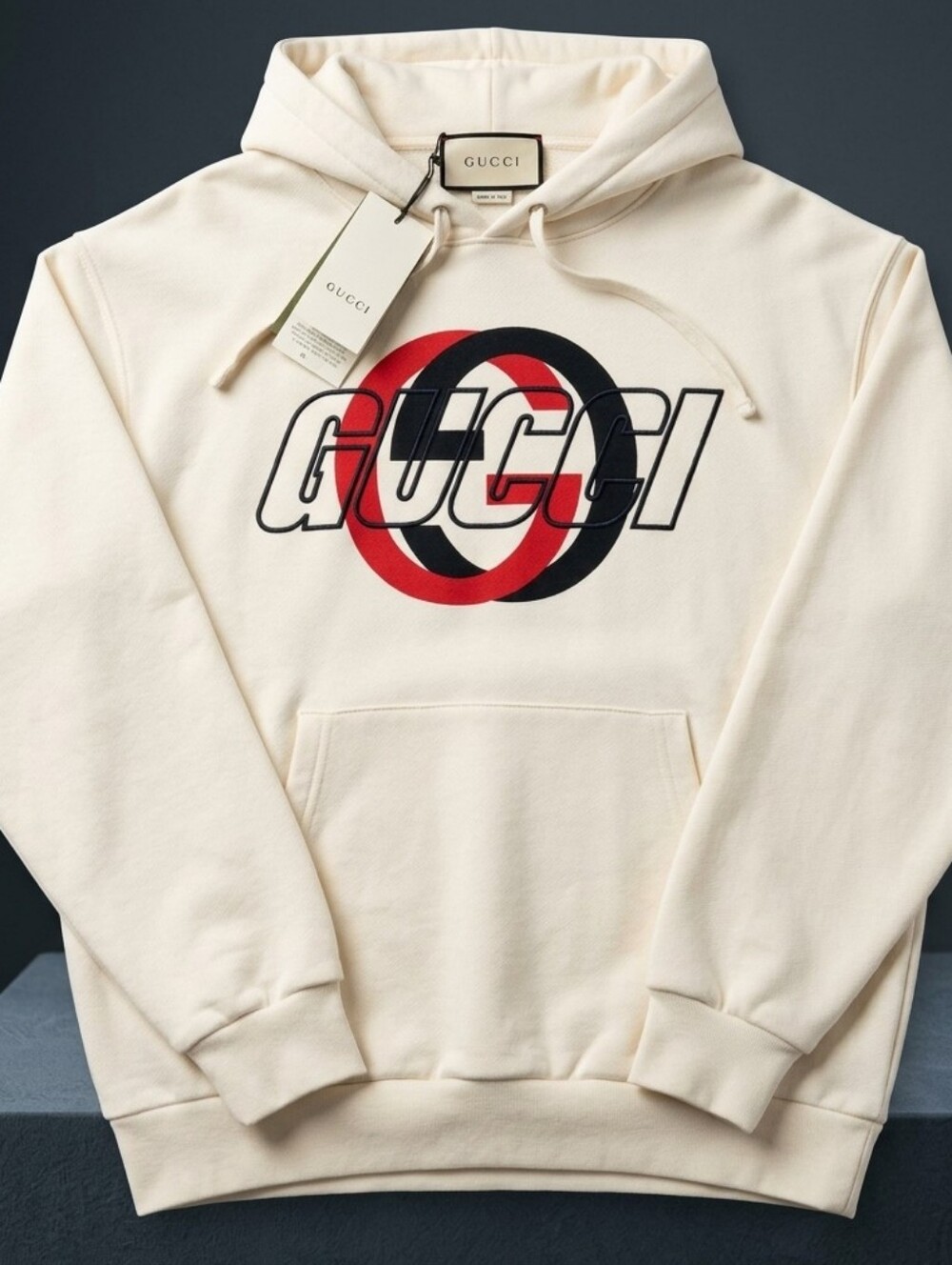 Gucci White Crewneck Sweatshirt with Red & Navy Blue Logo